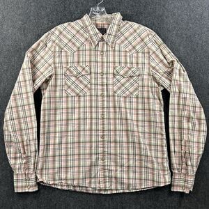 Hollister Pearl Snap Shirt Men’s Large Pink Plaid Western Cowboy Rodeo
